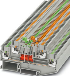 Knife disconnect terminal, push-in connection, 0.34-4.0 mm², 4 pole, 16 A, 6 kV, gray, 3210258
