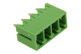 Łączówka; ECH381V-04P; 4 tory; R=3,81mm; 9,2mm; 8A; 300V; na panel; kątowe 90°; zamknięta; lutowany; zielony; Dinkle; RoHS
