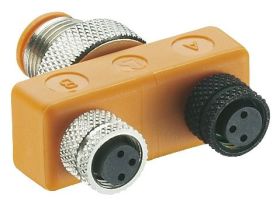 ASBS 2 M8-90 trójnik: wtyk M12 + 2 gniazda M8 LUMBERG 11125, ASBS2M890