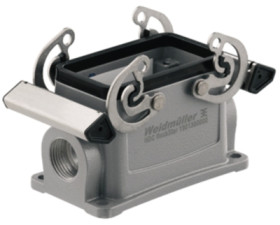 Surface mount housing, size B10, die-cast aluminum, 2 x M20, angled, cross bow locking, IP65, 1787640000