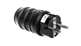 Wtyczka Gumowa 10/16A 250V 2P+Z Ip44 Czarna P0050