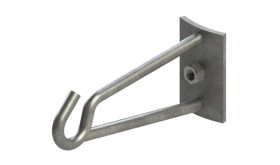 Hak dystansowy do zawieszenia elementów osprzętu na słupach okrągłych, przystosowany do mocowania taśmą, d=20mm (S3027T)
