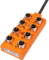 VK001003, rozdzielacz, 30x127x54mm, 10-30V DC, 8x M12, 4pin, IP67, TPU, Gniazdo czujnika/siłownika z przewodem uziemiającym, 12A