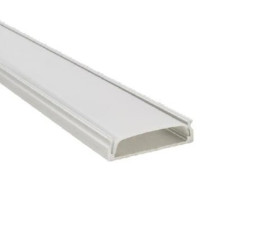 Profil LED natynkowy anod. aluminium 2m z kloszem, zaślepkami i uchwytami, dla taśm do 20mm
