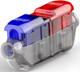 Butt connectorwith insulation, 1.5-2.5 mm², AWG 18 to 14, transparent/blue/red, 48 mm, 2213600-3