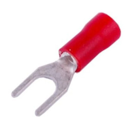 Końcówka widełkowa izolowana M4 czerwona 100szt SGE KWR4