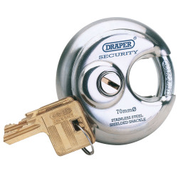 Draper Expert 64209 70mm Quality Ring of Steel Stainless Steel Padlock &amp; 2 Keys