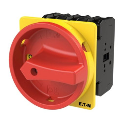 Rozłącznik ZAŁ-WYŁ, 3 bieg., 80A, montaż natablicowy, pokrętło czerwono-żółte z blokadą na kłódkę P3-80/E/SVB EP-400922