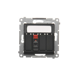 Simon 54 Gniazdo głośnikowe 1-kr. z polem opisowym (moduł) przekrój przewodów dla wejścia i wyjścia 25mm2 czarny mat DGL31.01/49