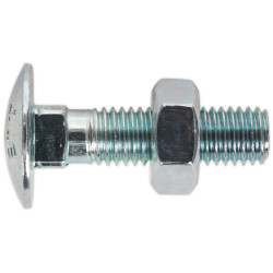 Sealey CBN1040 Coach Bolt &amp; Nut M10 x 40mm Zinc DIN 603 Pack of 50