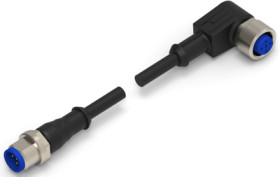 Sensor actuator cable, M12-cable plug, straight to M12-cable socket, angled, 4 pole, 1.5 m, PVC, black, 4 A, 1-2273117-4