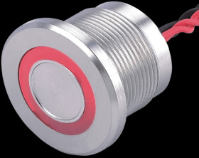 PS193P10YSS1R24L Piezo switch 22 mm, 1A/24VDC, red ring