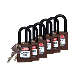 Kłódka bezpieczeństwa LOTO, z nylonową szeklą (38 mm), brązowa (6 szt.), 813639