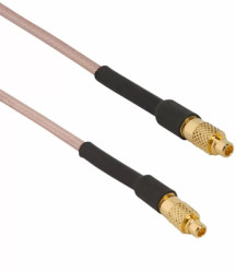 Coaxial cable, MMCX plug (straight) to MMCX plug (straight), 50 Ω, RG-178, grommet black, 457 mm, 265101-08-18.00