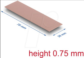 18479 Heat conduction pad, 3.0 W/mk, 70 x 20 x 0.75 mm, Silicone free