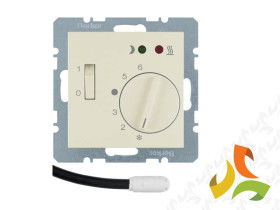 BERKER B.KWADRAT Regulator temperatury podłogowej z zestykiem zwiernym wyłącznikiem i 2 diodami LED krem połysk 20348982 HAGER