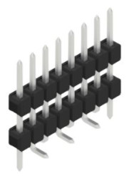 Pin header, 8 pole, pitch 2.54 mm, angled, black, 10051740