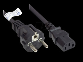 P0030-S018 power cord type E+F CEE 7/7 to C13 , black, 0,75 mm², 1,8 m