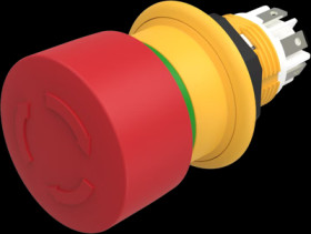 Emergency stop, rotary release, mounting Ø  16 mm, unlit, 1 Form A (N/O) + 2 Form B (N/C), 61-6441.4087