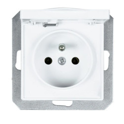 Premium Gniazdo wtyczkowe pojedyncze p/t 2p+Z, 16A, 250V, bryzgoodporne białe moduł GPT-16 PrH moduł BI