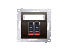 SIMON 54 Gniazdo głośnikowe podwójne z polem opisowym przekrój przewodów dla wejścia i wyjścia 2 5 mm2 brąz mat DGL32.01/46 KONT