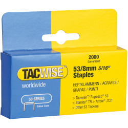 Tacwise 0335 53 Light-Duty Staples 8mm (Type JT21 A) Pack 2000