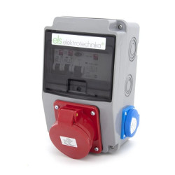 Rozdzielnica budowlana 2*GS 230V + 32A/5 + zabezpieczenia + różnicówka, obudowa naścienna, 6NO22C01F