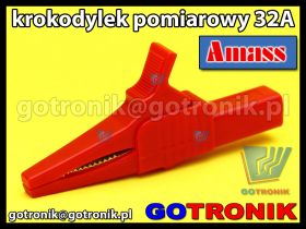 Krokodylek pomiarowy 32A | czerwony