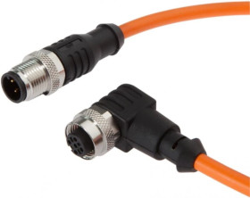 VK50RF21, kabel połączeniowy, 5 m, żeński M12 (gniazdo) 4-pinowy kątowy, męski M12 (złącze) 4-pinowy prosty