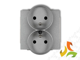 DECO Gniazdo podwójne z uziemieniem do ramki (przesłony torów prądowych) srebrny metalik 7DGPR-2zp KARLIK