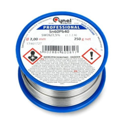 CYNEL UNIPRESS Cyna 2,00mm 250g Sn60Pb40 SW26/3/2.5 spoiwo lutownicze PROFESSIONAL