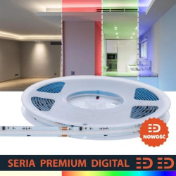 Taśma LED Premium Digital Pełne spektrum RGB + neutralna biała 4000K 24V 784 LED/m 900lm/m Ra90 COB IC2814 Rolka 5m 3 lata gwara