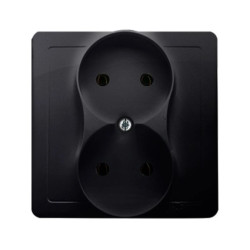 Simon Basic Gniazdo podwójne b/u kompletne grafit matowy BMG2/28