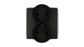 Deco Gniazdo Podwójne B/U Czarny Mat 12Dgpr-2P