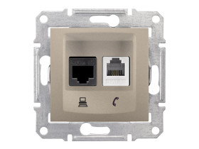 SEDNA Gniazdo telefoniczno-komputerowe RJ11 RJ45 kat.6 satyna SDN5200168 SCHNEIDER ELECTRIC