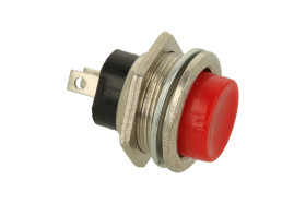 Przełącznik; przyciskowy; PBS26BR; OFF-(ON); czerwony; bez podświetlenia; do lutowania; 2 pozycje; 2A; 250V AC; 16mm; 20mm