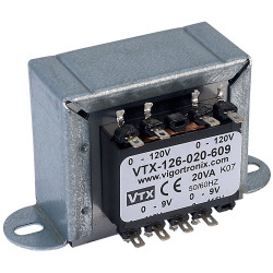 Vigortronix VTX-126-020-609 Chassis Mains Transformer 20VA 2x 0-9V