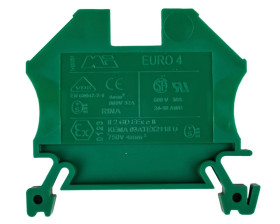 Złączka szynowa 2-przewodowa 4mm2 zielona EURO 43409GR