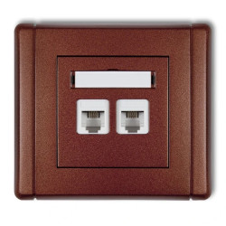 FLEXI Gniazdo telefoniczne podwójne 2xRJ11, 4-stykowe, beznarzędziowe brązowy metalik 9FGT-2