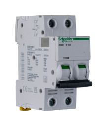 Wyłącznik nadprądowy MCB, Typ B, 2-biegunowy, 10A, 440V, 100 → 133V, na szynę DIN, Schneider Electric, iC60H
