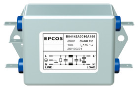 Filtr EMC 30A 1-fazowy 5mΩ 250 V AC/DC 60Hz EPCOS Montaż kołnierzowy