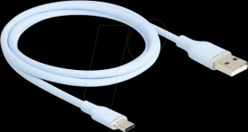 81222 USB 2.0 cable, A plug &gt; C plug, silicone, blue, 1.0 m