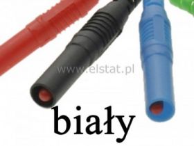 Wtyk bananowy 4mm 49,5mm bezpieczny ( biały )