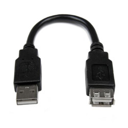 Kabel USB Złącze A USB A Złącze B USB A dł. 150mm Przewód przedłużający USB USB 2.0 kolor: Czarny