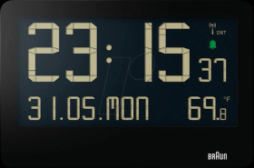 BC14-DCF Digital wireless quartz wall clock, stand, date, temperature, bl