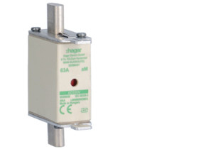 Wkładka bezpiecznikowa nożowa NH000 wskaźnik podwójny uchwyt nieizolowany aM 63A 690VAC LNH000063M6A HAGER