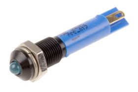 Lampka kontrolna do montażu panelowego 24V dc, niebieska 6mm LED Czarny Końcówka lutownicza RS PRO