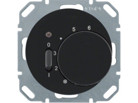 BERKER R.1/R.3 Regulator temperatury pomieszczenia ze stykiem zwiernym czarny połysk 20302045 HAGER