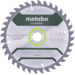 Metabo 628279000 Classic Cordless Cut Blade 165x20x1mm 36 Cogs