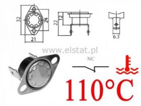 Termostat bimetaliczny 250VAC 10A 110°C pionowy NC
